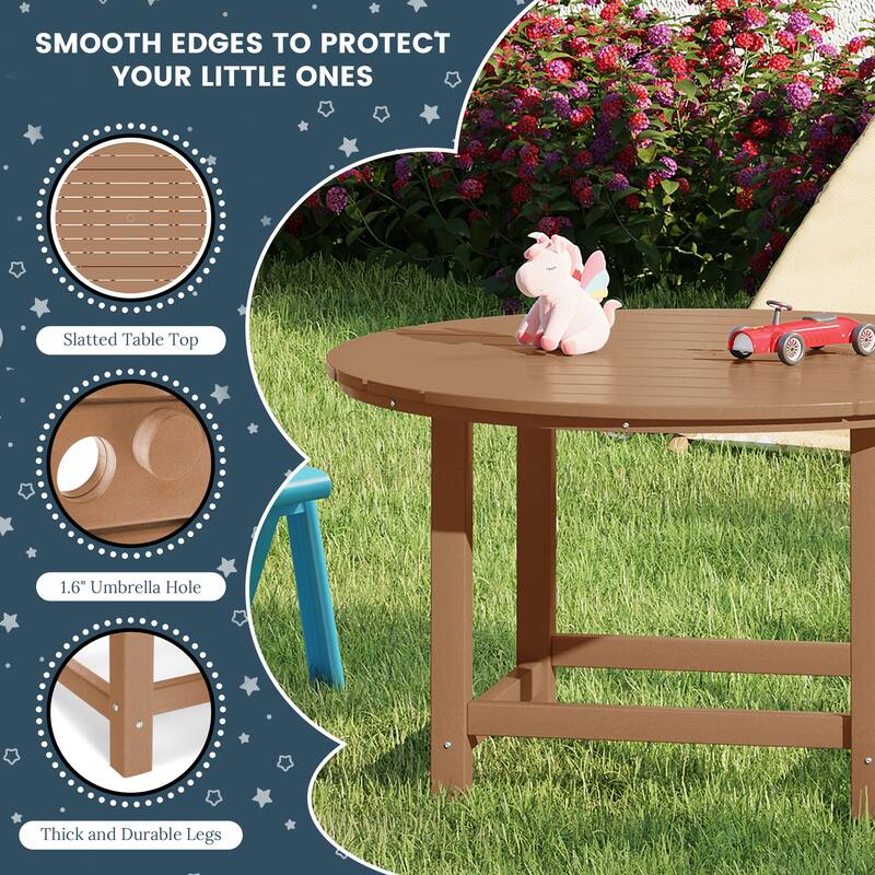 Polytrends Laguna Kids Outdoor 38" Round Poly Dining Table for Children