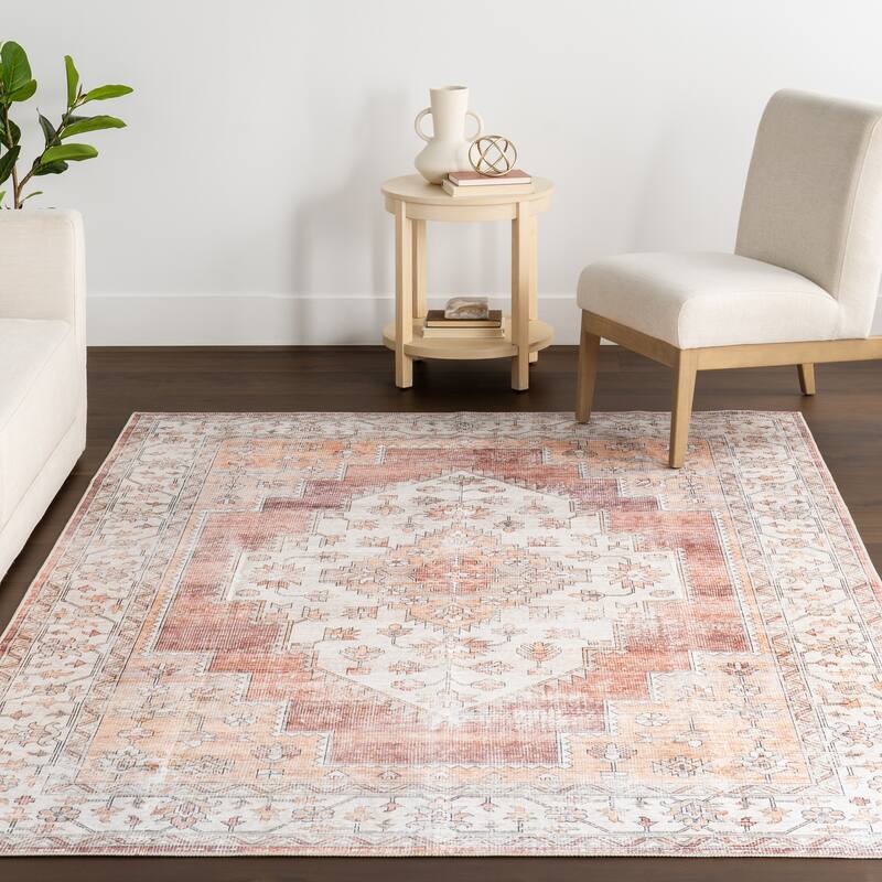 Nuloom Noemie SplashGuard Vintage Medallion Machine Washable Area Rug