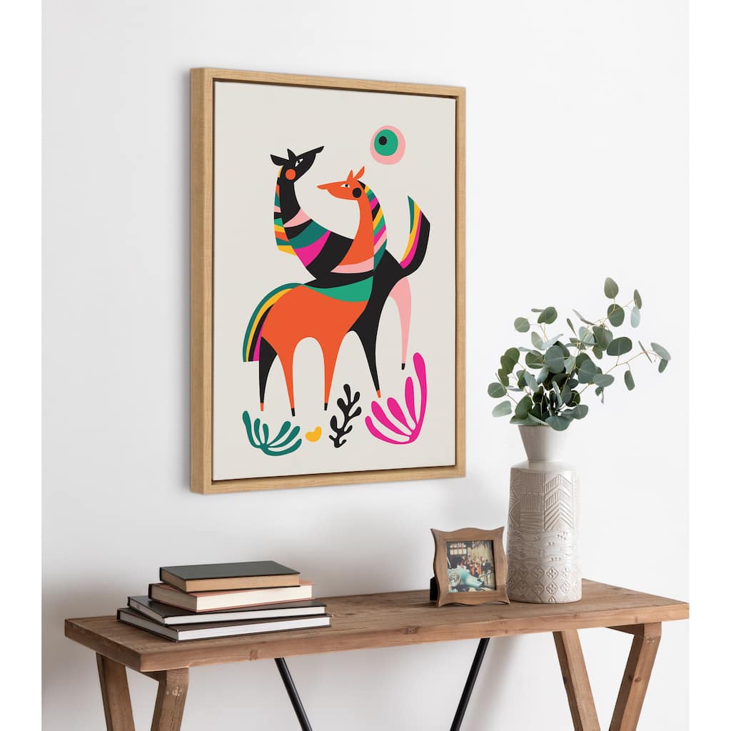 Kate and Laurel Sylvie Dancing Horses Framed Canvas by Rachel Lee