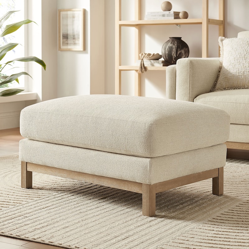 Roscoe Upholstered Ottoman - Ivory