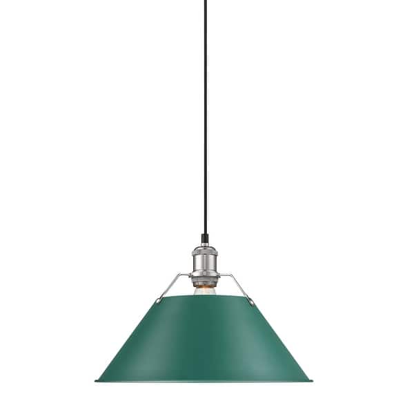 slide 2 of 12, Golden Lighting 3306-L CH Orwell 14" Wide Pendant Chrome / Pine Green Shades