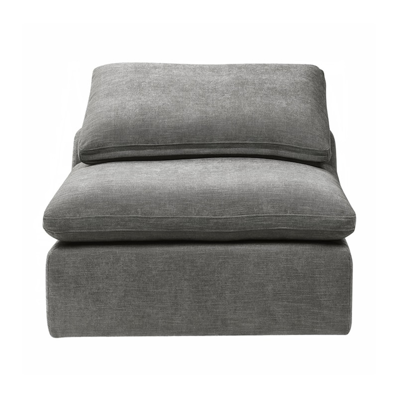 Linen and Wood Modular Armless Chair - Gray