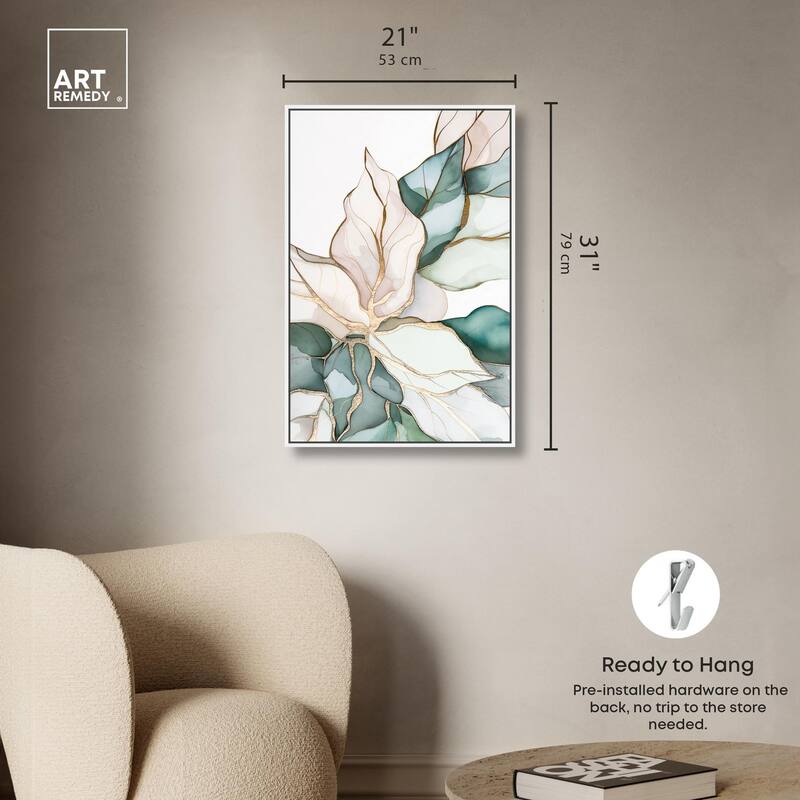 Pastel Leaves with Gold II Canvas by Art Remedy