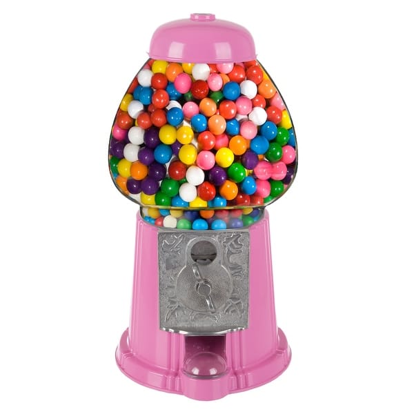 slide 2 of 7, Gumball Machine - 15-inch Vintage Metal and Glass Candy Dispenser Machine by Great Northern Popcorn Pink