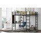 preview thumbnail 3 of 7, Black Full Metal Loft Bed with 1 Desk and 2 Shelves