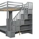 preview thumbnail 34 of 34, Full Over Full Size Bunk Bed with Storage Staircase, Kids Loft Bed with Hydraulic Lift Murphy Bed & Desk