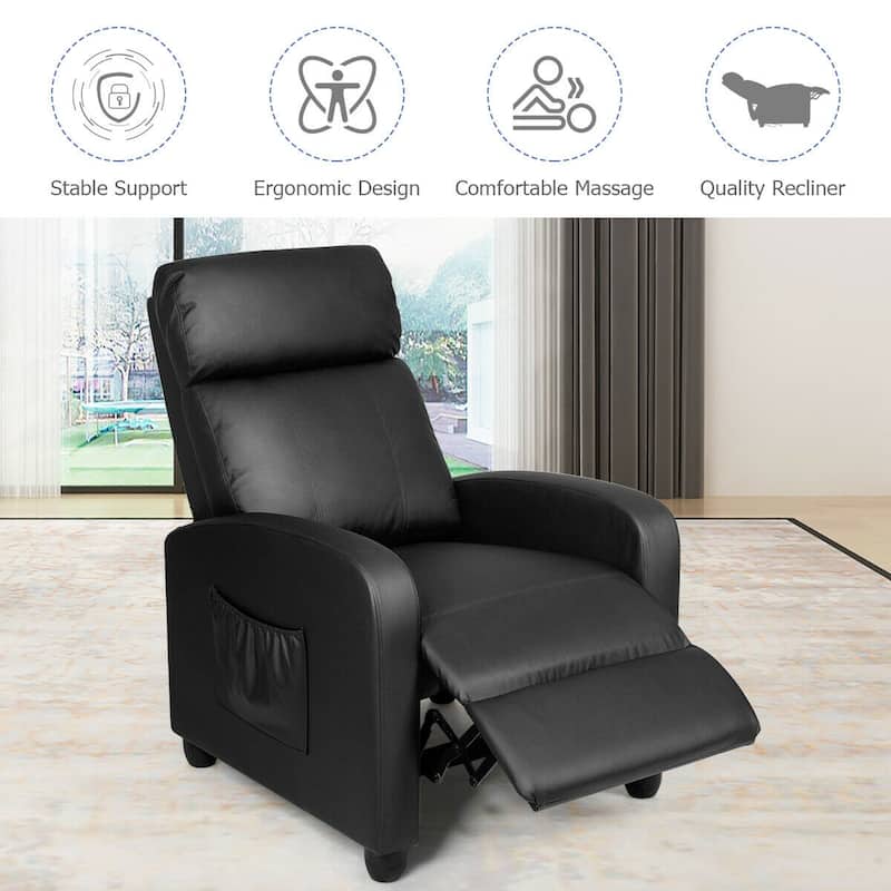 Comfortable Recliner Massage Chair for Living Room with Side Pocket