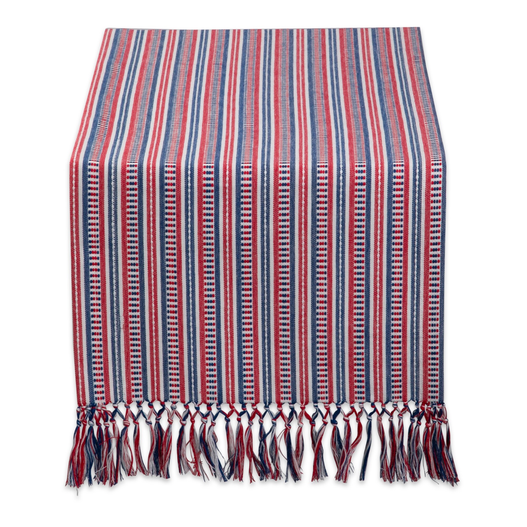 red white blue table runner