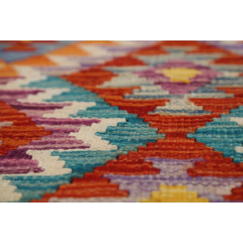 Reversible Kilim Oriental Area Rug Flatweave Geometric Wool Carpet - 8'5" x 10'10"
