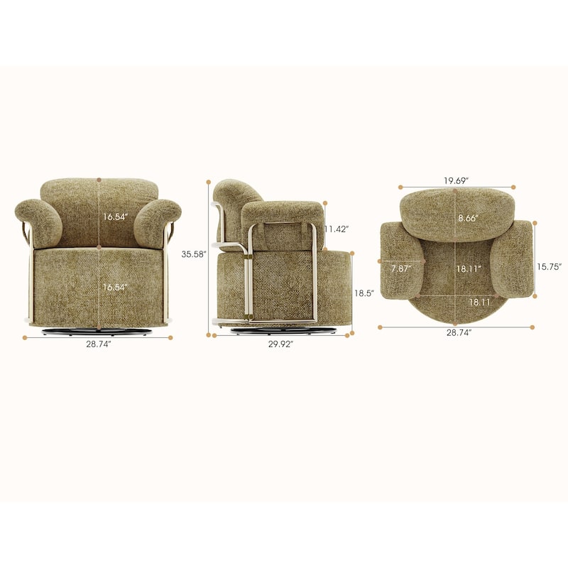 Upholstered 360 Degree Barrel Swivel Accent Sofa Chair