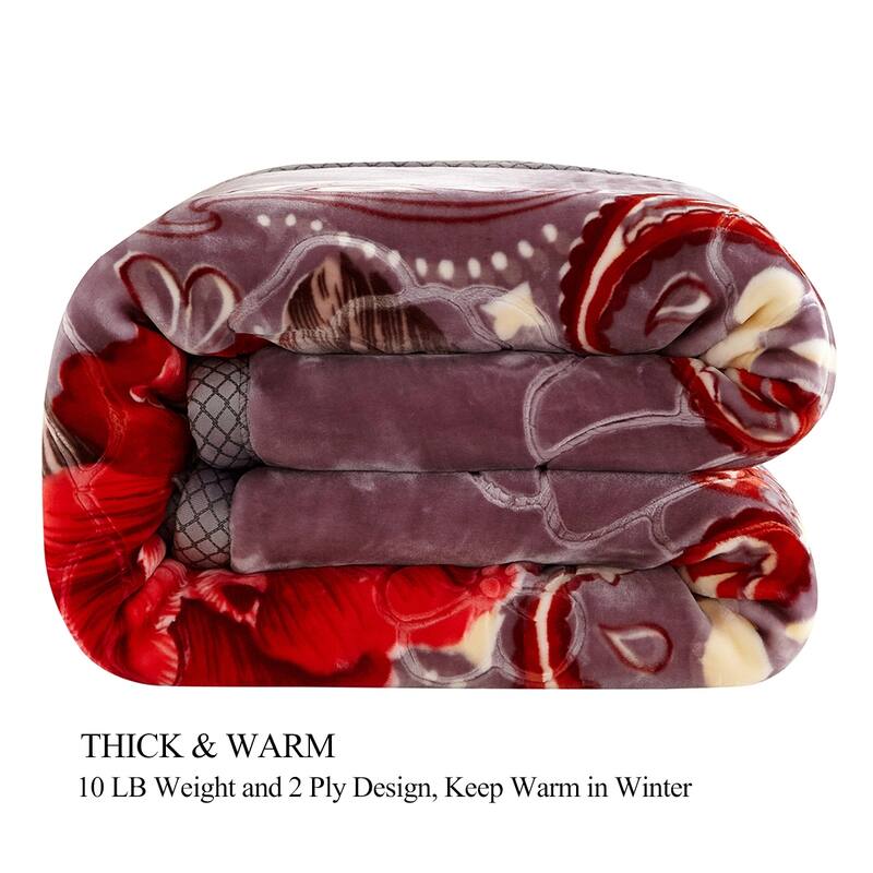 Korean-style 2-ply Printed Pattern Plush Mink Fleece Blanket