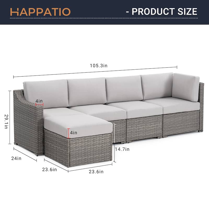 5 Piece Patio Sectional Conversation Set