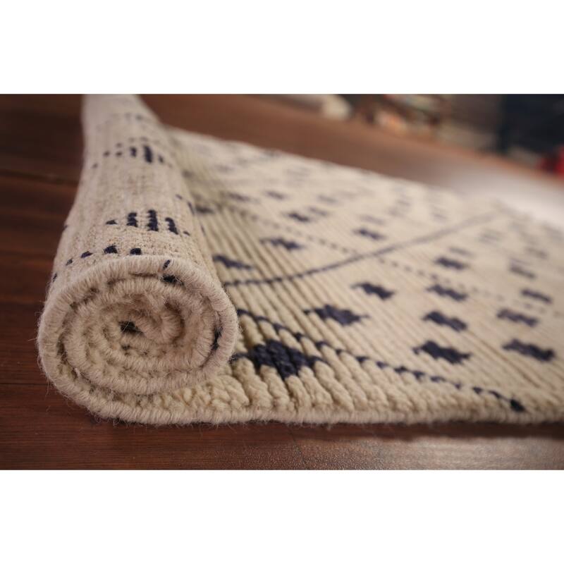 Trellis Ivory Moroccan Oriental Accent Rug Handmade Wool Carpet - 3'0"x 5'2"