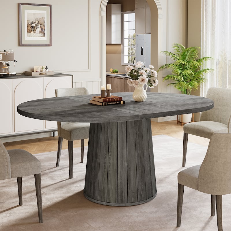 Rustic 55" Wood Dining Table Seats for 4-6 People, Kitchen Table for Dinning Room and Kitchen