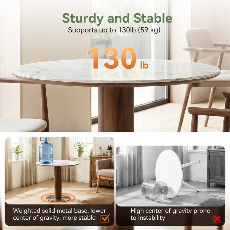 31.5 Inch Round Conference Table for 2-4, Office Meeting Table with Thicken Sintered Stone Tabletop - 31.5" Dia. x 29.53" H
