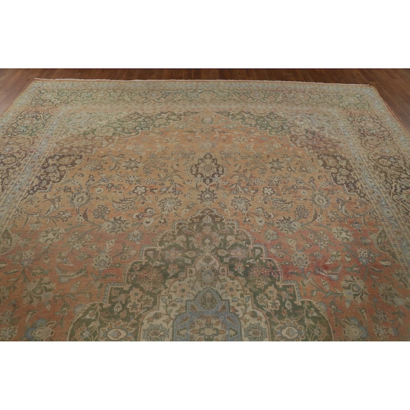 Traditional Large Kashan Persian Rug Hand-Knotted Wool Carpet - 9'7" x 14'4"