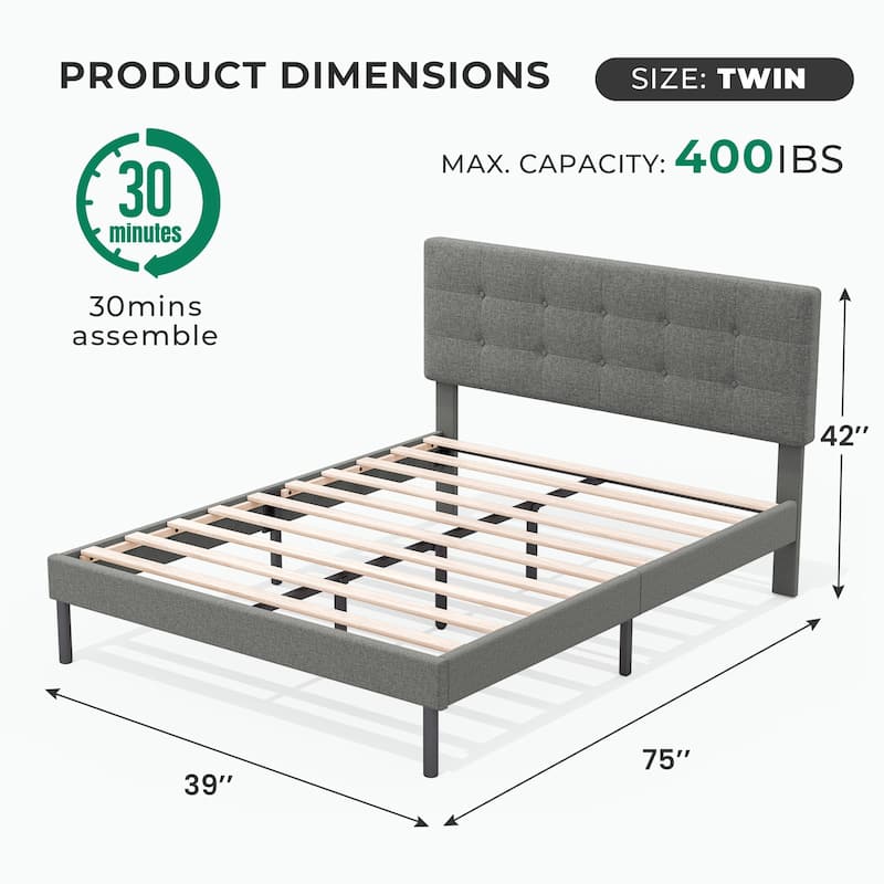 Modern Wooden Bed Frame With Headboard