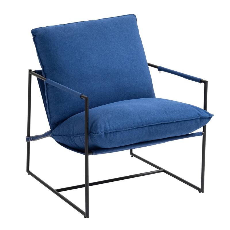 Modern Metal Frame Upholstered Sling Accent Armchair