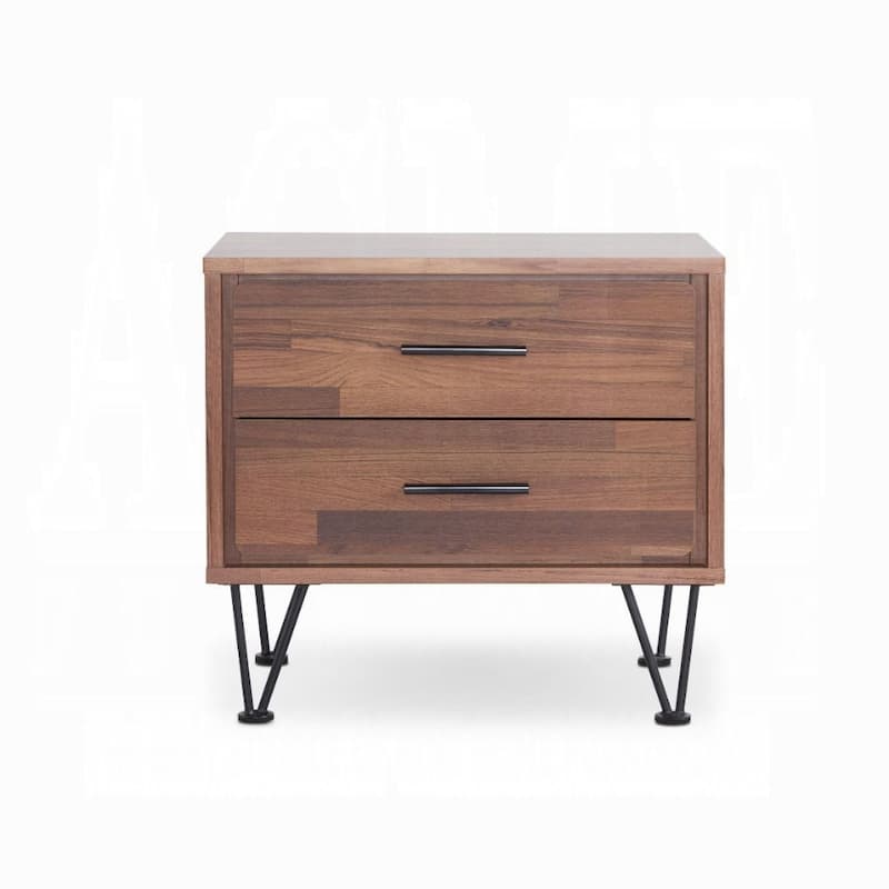 2 Drawers Nightstand with Metal Legs