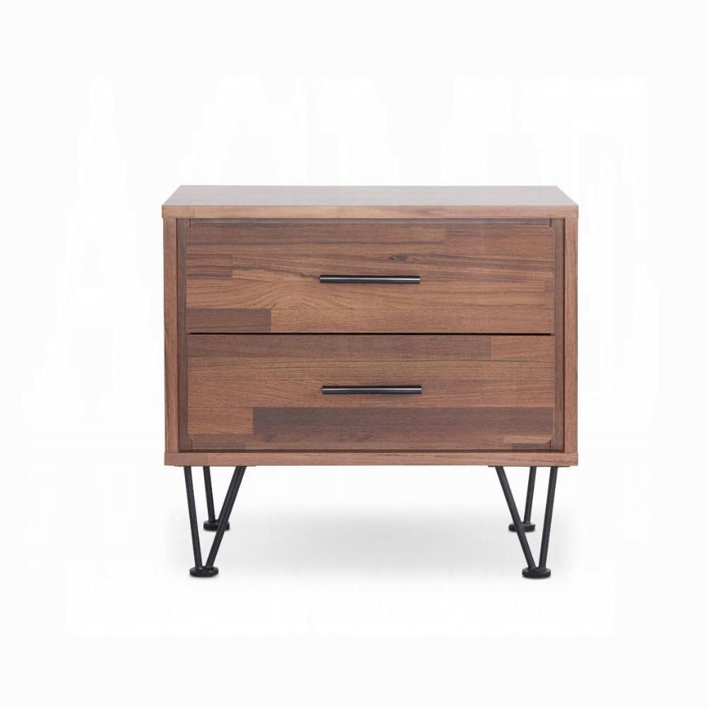 2 Drawers Nightstand with Metal Legs