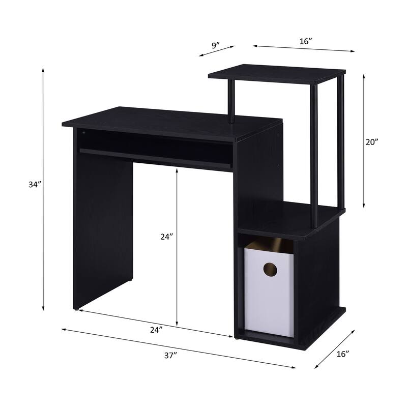 Versatile Metal and Wood Computer Desk for Efficient Work and Storage - Black