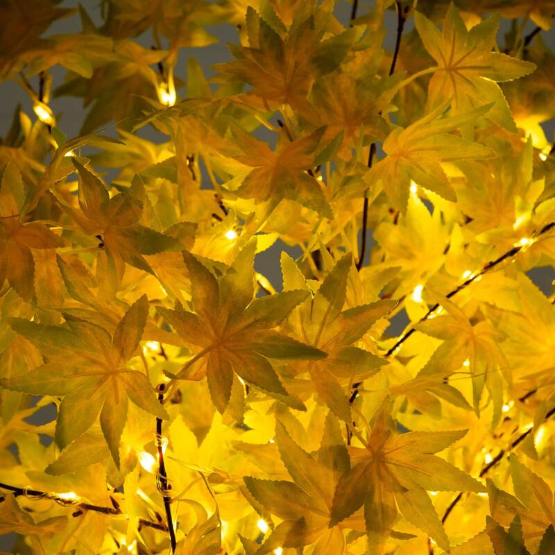 Pre-Lit Fall Yellow Maple Artificial Potted Tree - 6' - Warm White LED Lights