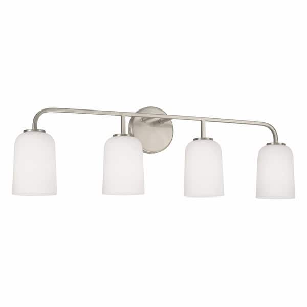 slide 2 of 12, Lawson 4-light Bath/ Vanity Fixture w/ Soft White Glass Brushed Nickel