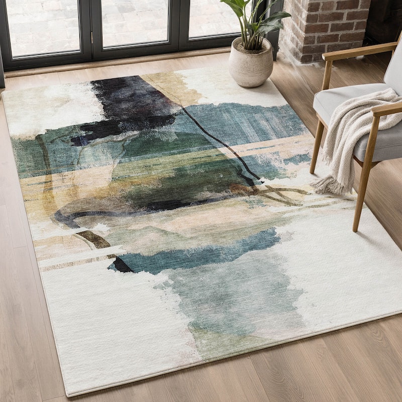 Premium Washable Super Soft Contemporary Chic Mayfield Rug - Green - 10' x 14'