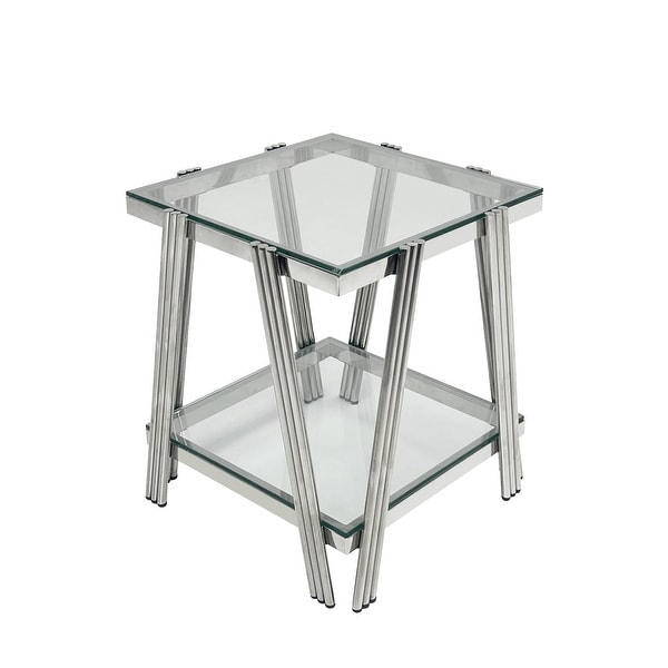 Modern Stainless Steel Square End Table Side Table with Double
