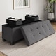 preview thumbnail 123 of 192, Empyrean Tuffted Folding Foot Rest Storage Ottoman Bench with Storage Bins 43 Inch - Grey Fabric