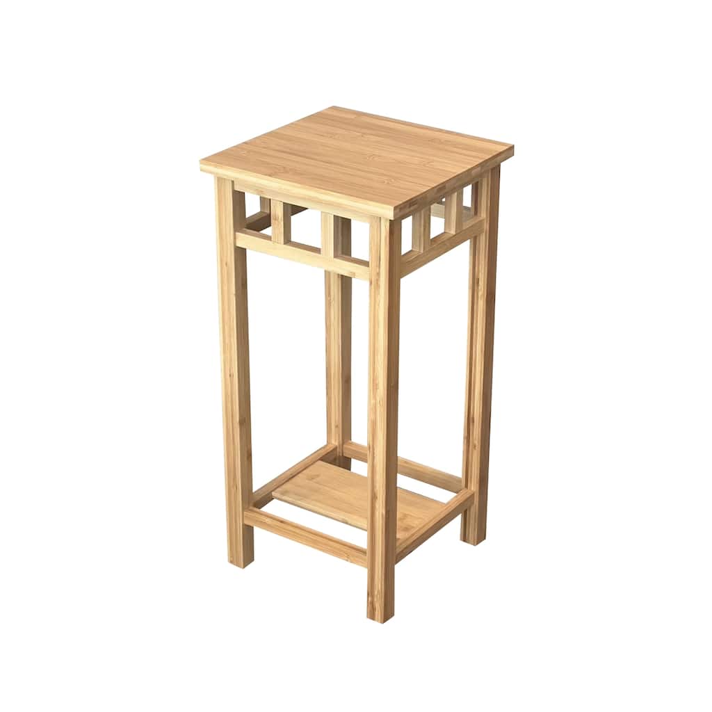 Zen Plant Stand Telephone Table with Lower Shelf in Natural
