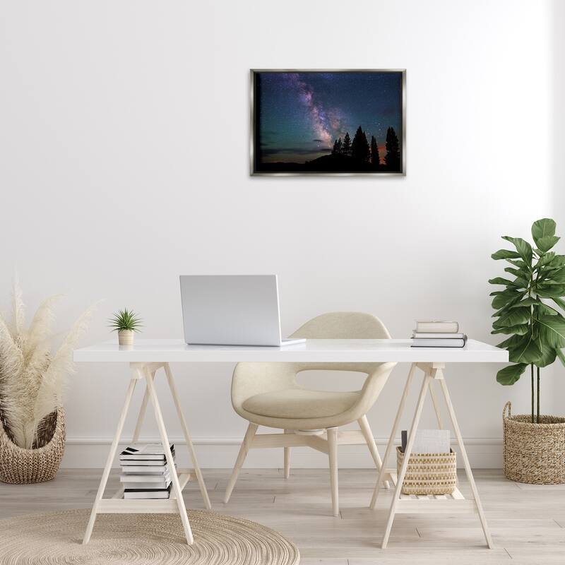 Stupell Silhouetted Forest & Night Sky Framed Floater Canvas Wall Art Design By Royce Bair