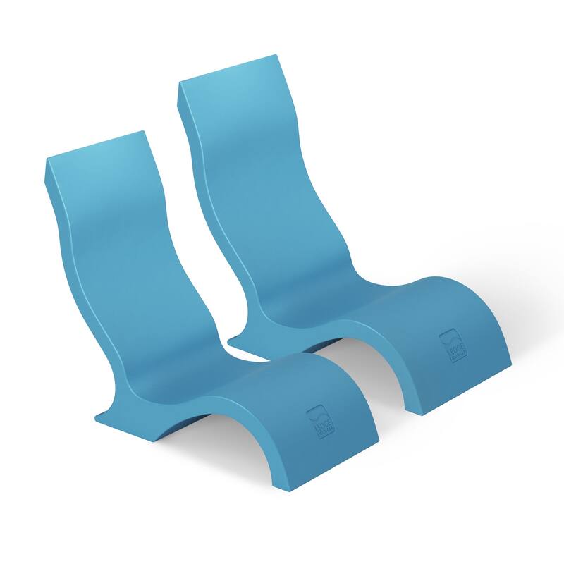 Ledge Lounger - Signature Chair - Inside Pool & Sun Shelf Lounge Chair - Designed for Shallow Shelves Up to 9" - Set of 2 - Light Blue