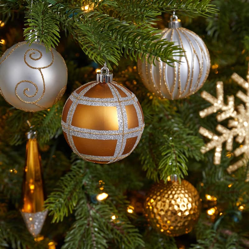 52ct Bronze Shatterproof Assorted Christmas Tree Ornament 6" (150mm)
