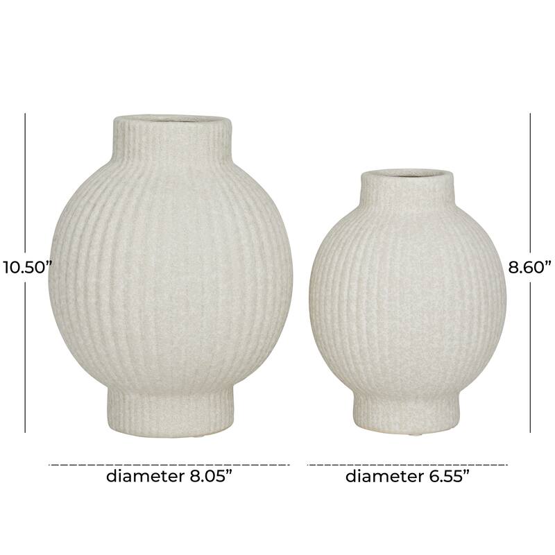 CosmoLiving by Cosmopolitan Ceramic Ribbed Vase (Set of 2) - White or Black