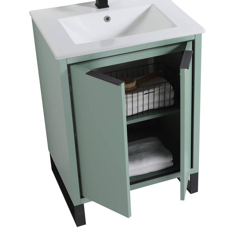 Fine Fixtures Opulence Collection Bathroom Vanity with White Ceramic Sink