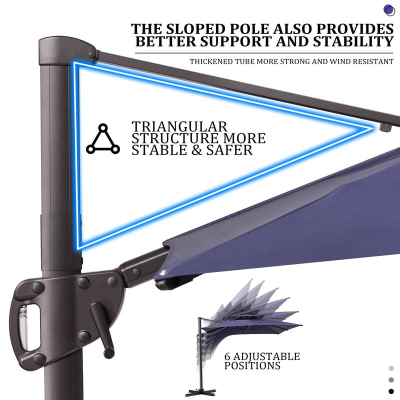 9x11FT Outdoor Patio Dual Top Umbrella Cantilever Offset with Rod Base