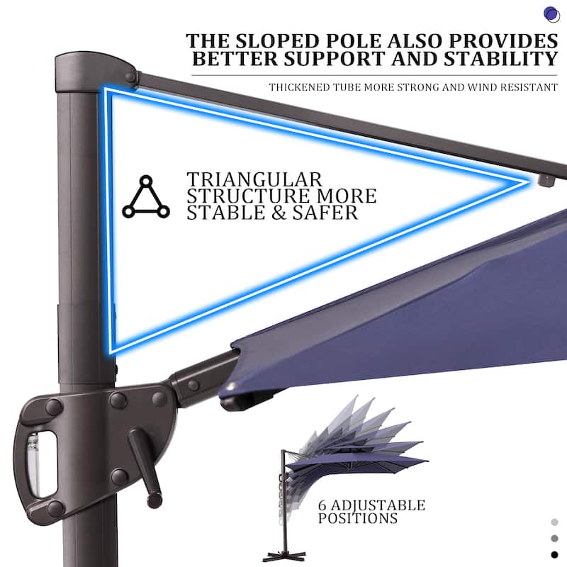 Pellebant Outdoor 9x11FT Patio Cantilever Umbrella Dual Top