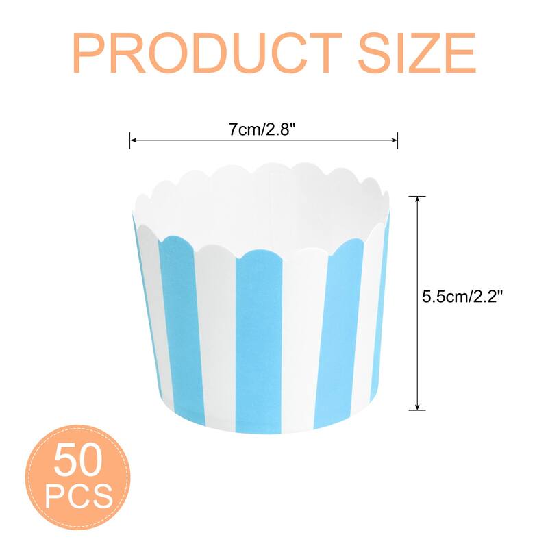 50pcs Cupcake Wrappers for Wedding, Stripe - Blue