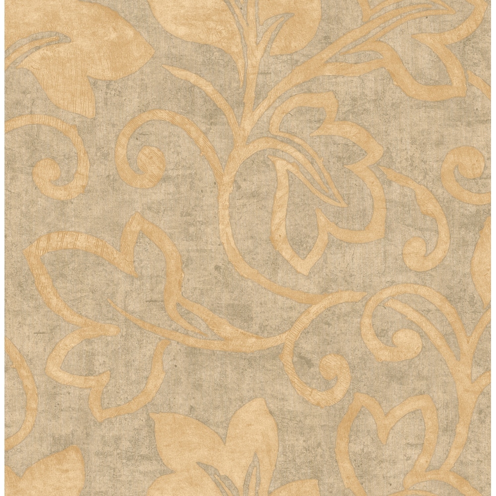 Seabrook Designs Ferne Leaf Scroll Unpasted Wallpaper