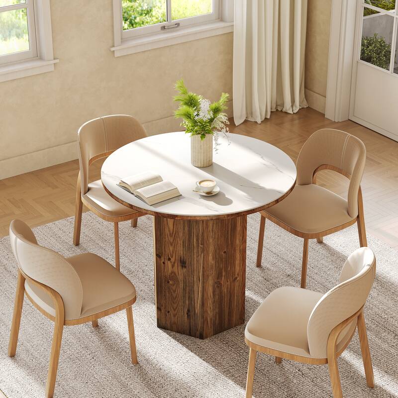 Farmhouse Solid Wood Small Round Dining Table for Kitchen Dining Room - 31.5" D x 31.5" W x 29.5" H