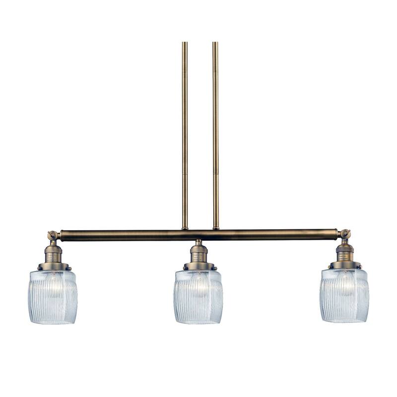 Innovations Lighting Colton 3 Light 38" Wide Linear Chandelier - Brushed Brass / Thick Clear Halophane