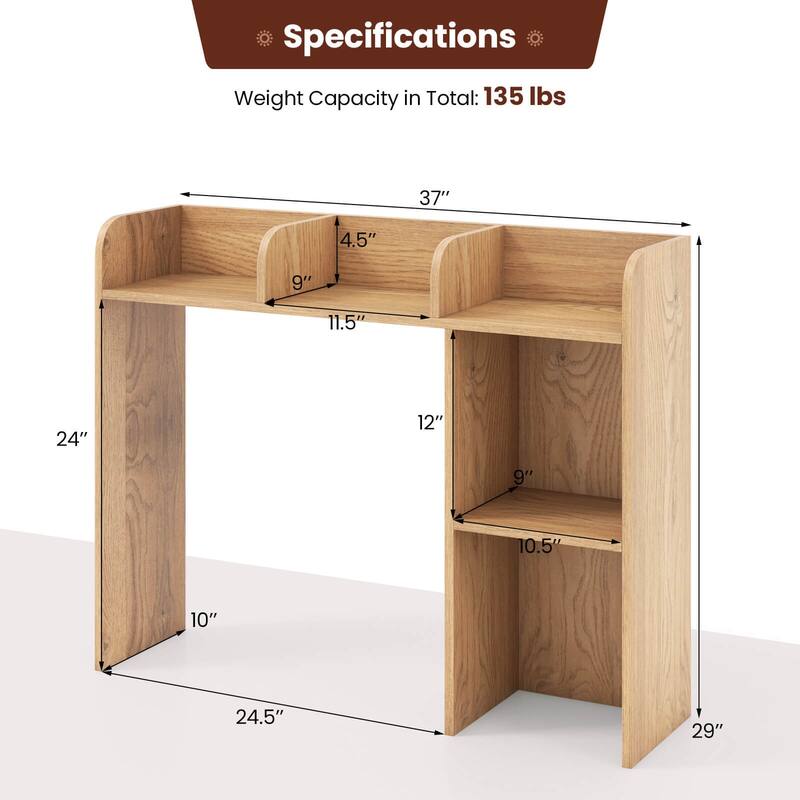 Costway Desk Bookshelf Desktop Storage Organizer Display Shelf Rack
