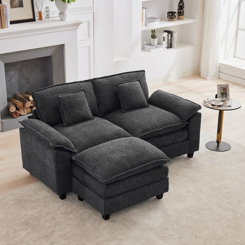 Modular Chenille Sectional Sofa with Ottomans, Deep Seat, Wide Padded Armrests, 2-Seat / 3-Seat / 4-Seat Options