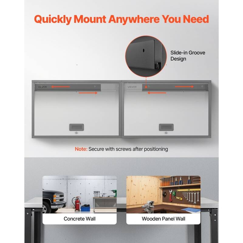 Black Wall Mounted Storage Cabinet for Garage Kitchen Workshop with Flip-Up Doors and Lock - 27.56” x 12.01” x 19.69”