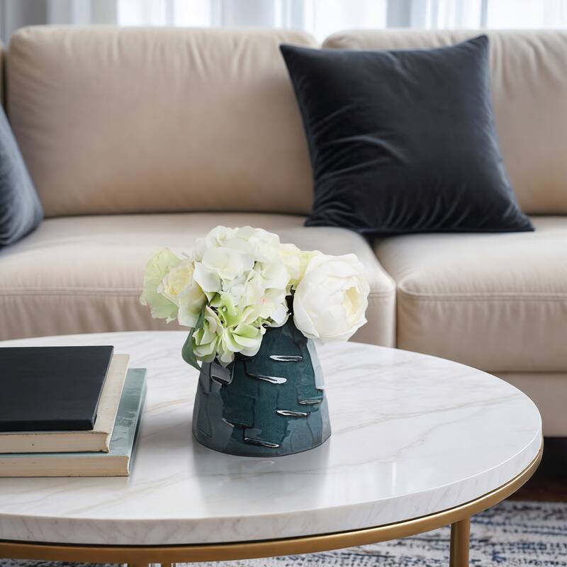 Terracotta Vase with Sculpted Texture Design Modern Decorative Accent