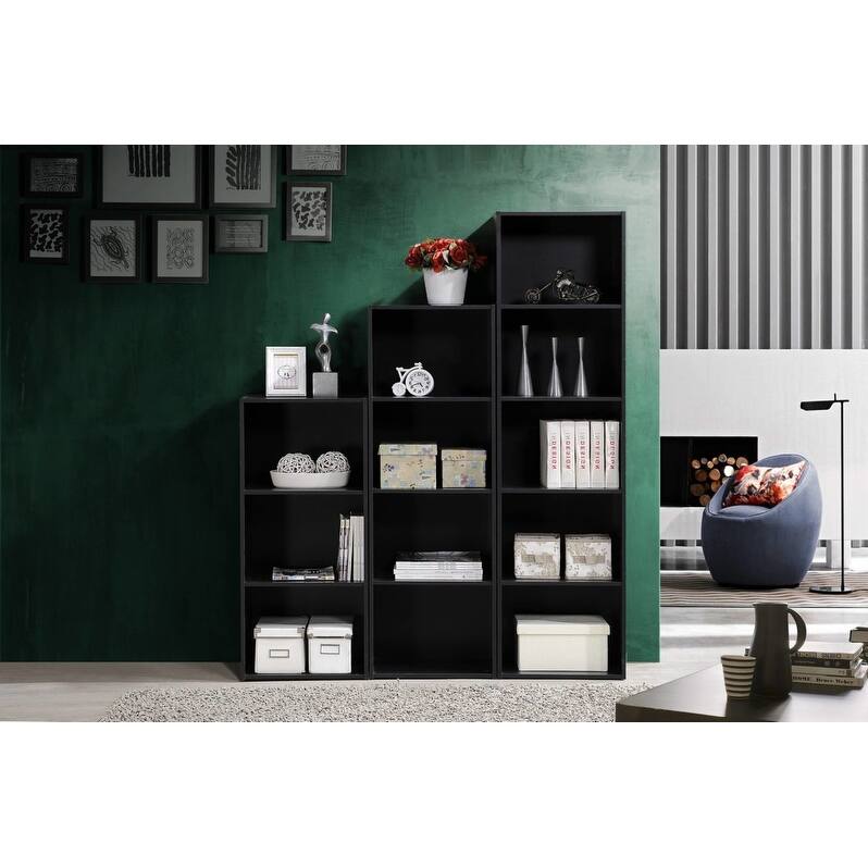 Hodedah 4-Shelf Bookcase - Black