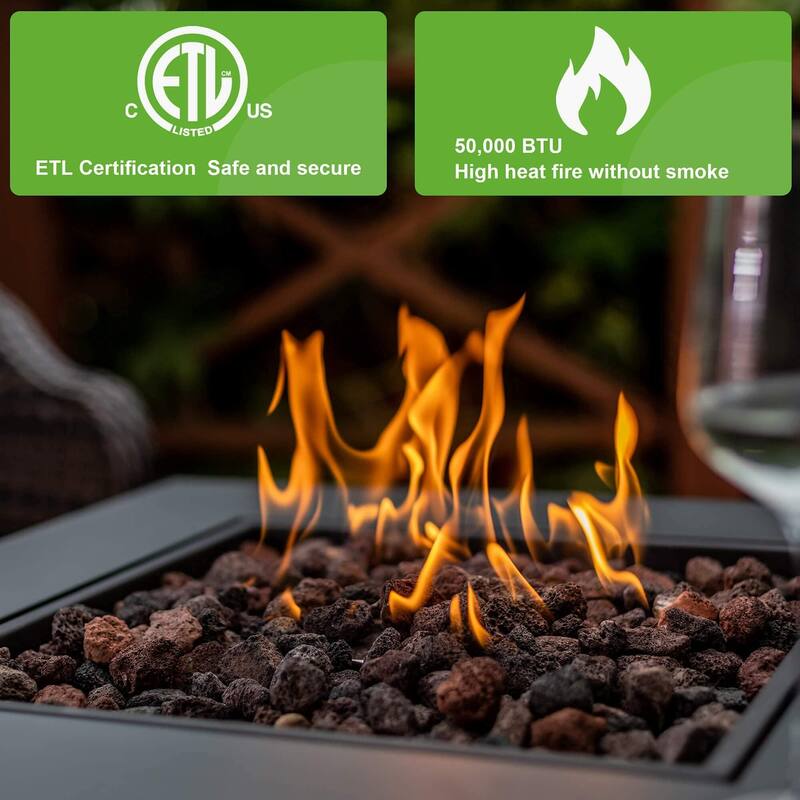 50,000BTU Outdoor Propane Gas Rattan & Wicker-Look Fire Pit Table