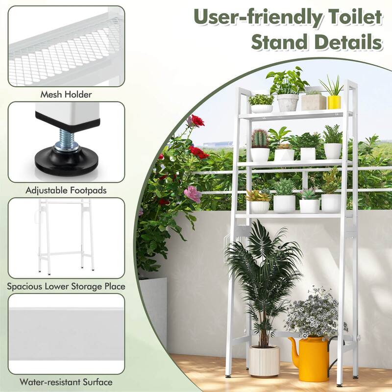 Gymax 3-Tier Over The Toilet Storage Shelf w/ Adjustable Adjustable