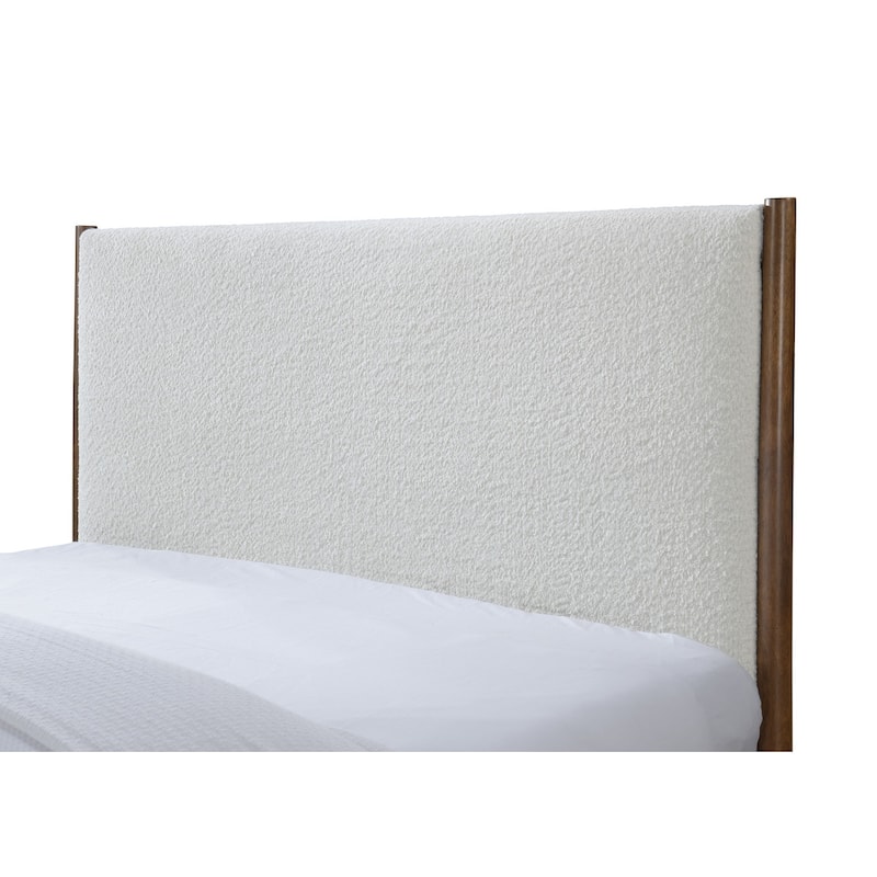 Callan Cream Boucle Upholstered Queen Platform Bed Frame